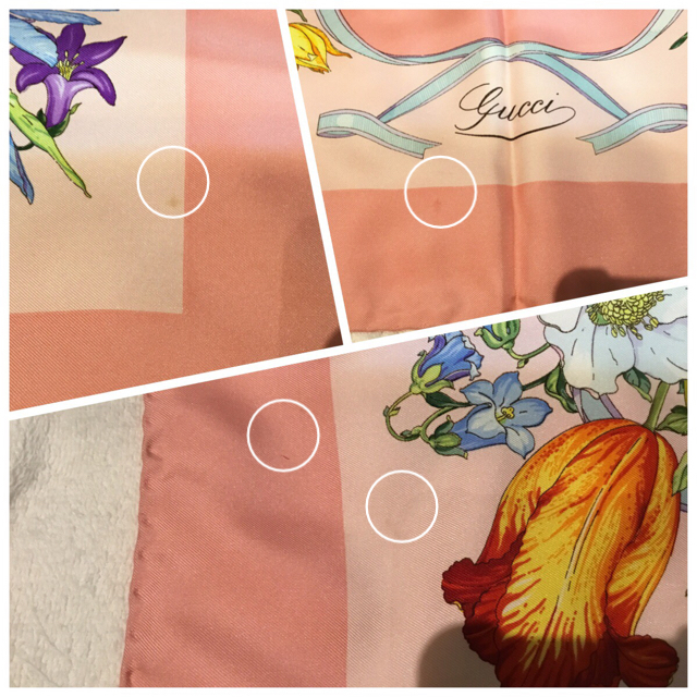 Gucci(グッチ)のGUCCIスカーフ ピンク 花柄 レディースのファッション小物(バンダナ/スカーフ)の商品写真