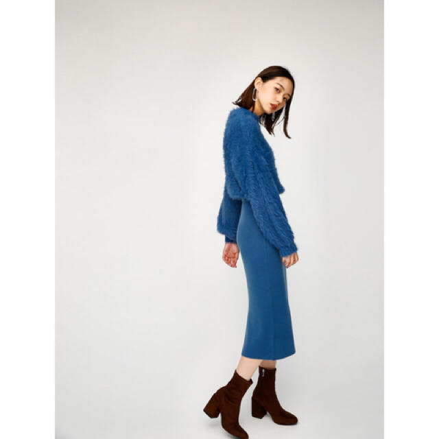 moussy(マウジー)の▷moussy マウジー SHAGGY COMBI KNIT DRESS レディースのワンピース(ロングワンピース/マキシワンピース)の商品写真