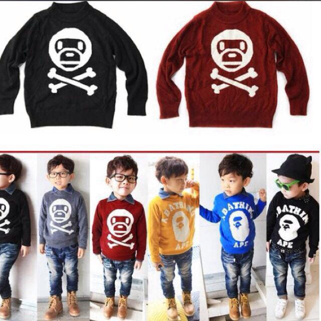 A BATHING APE(アベイシングエイプ)のエイプキッズ厚手ニットセーター キッズ/ベビー/マタニティのキッズ服男の子用(90cm~)(その他)の商品写真