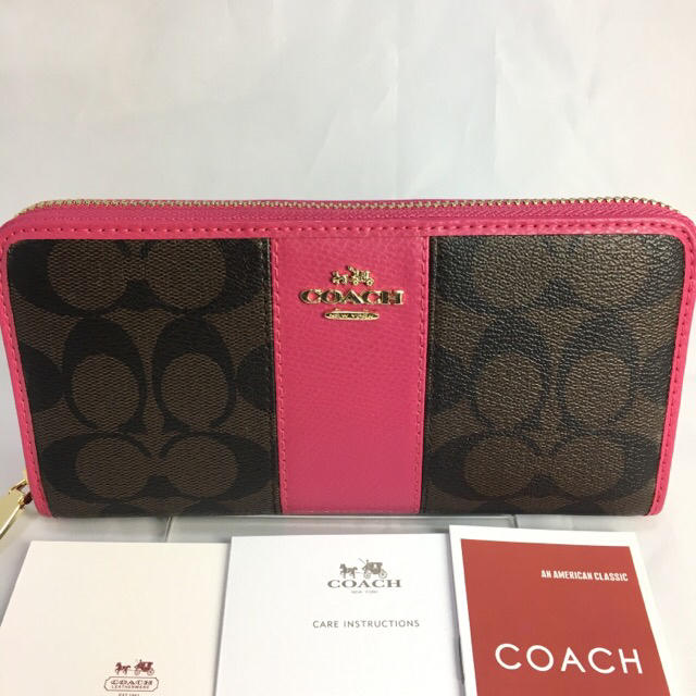 COACH(コーチ)の限定セール❣️新品コーチ長財布F52859 ピンク×ダークブラウンシグネチャー レディースのファッション小物(財布)の商品写真