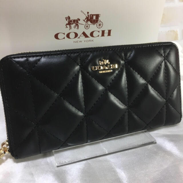 COACH(コーチ)の限定セール❣️新品コーチ長財布F53637ブラック エンボスドキルトレザー レディースのファッション小物(財布)の商品写真