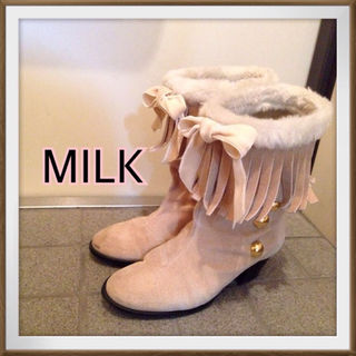 ミルク(MILK)のMILK♡リボン ショートブーツ♡フリンジ(ブーツ)