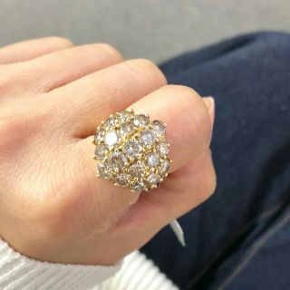 ボリュームハンパない 5ct ダイヤ k18  パヴェ リング k18  鑑別付(リング(指輪))