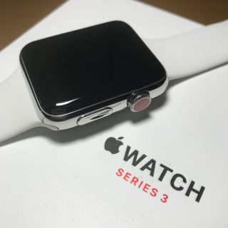 アップルウォッチ(Apple Watch)の美品 Apple Watch series3 セルラー 42mm ステンレス (スマートフォン本体)