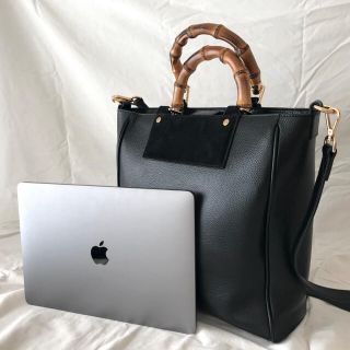 ドゥーズィエムクラス(DEUXIEME CLASSE)の未使用美品 バンブーハンドル レザーバッグ Ouvrage Classe 黒(トートバッグ)