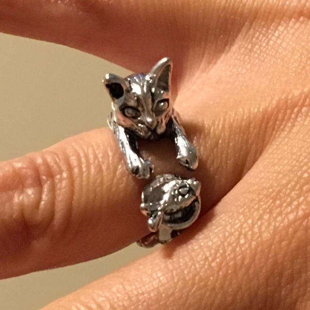 猫 指輪 フリーサイズ  リング  ネコグッズ レディースのアクセサリー(リング(指輪))の商品写真