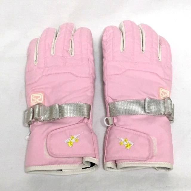 送料無料 子供用 11～12才 星刺繍手袋 スキー手袋 品質一番の 激安格安割引情報満載 ピンク スノボグローブ