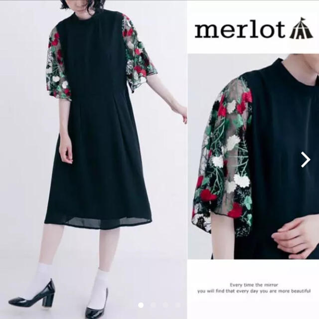 merlot(メルロー)の新品♡ merlot plus (メルロー) 花刺繍レース ワンピース   レディースのワンピース(ひざ丈ワンピース)の商品写真