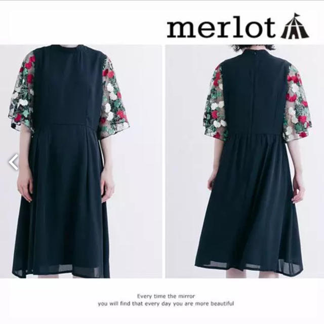 merlot(メルロー)の新品♡ merlot plus (メルロー) 花刺繍レース ワンピース   レディースのワンピース(ひざ丈ワンピース)の商品写真