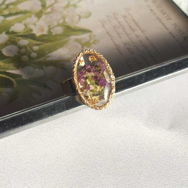 alyssum ring purple ハンドメイドのアクセサリー(リング)の商品写真