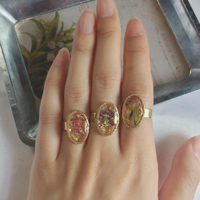 alyssum ring purple ハンドメイドのアクセサリー(リング)の商品写真