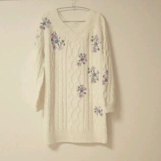 ウィルセレクション(WILLSELECTION)のレア✨アラン刺繍ニットワンピ(ひざ丈ワンピース)