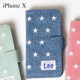 リー(Lee)のLee×SmirNasli 星柄刺繍iPhoneXケース☆ブルー(デニム)(iPhoneケース)