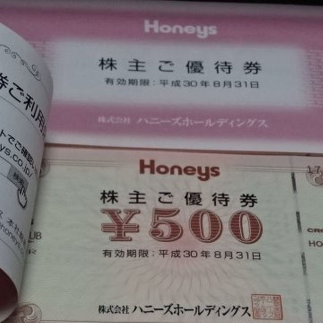 ●ハニーズ　株主優待 6000円分（500円×12枚）