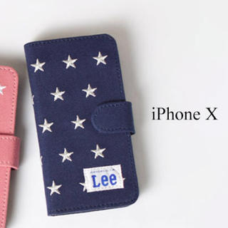 サミールナスリ(SMIR NASLI)のLee×SmirNasli 星柄刺繍iPhoneXケース☆ネイビー(iPhoneケース)