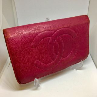 シャネル(CHANEL)のCHANEL キャビアスキン サイフ ピンク シリアル記載アリ(財布)