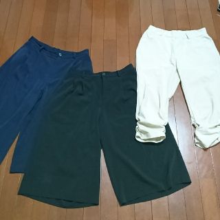 ユニクロ(UNIQLO)の中古 パンツ 3本 セット 大きい サイズ ガウチョ (カジュアルパンツ)