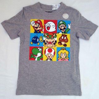 ニンテンドウ(任天堂)の新品 スーパーマリオ 男児 プリントTシャツ グレー 120～130サイズ (Tシャツ/カットソー)