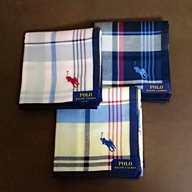 POLO RALPH LAUREN(ポロラルフローレン)の週末セール！☆正規品☆日本製ポロラルフローレンハンカチ３枚セット新品 メンズのファッション小物(ハンカチ/ポケットチーフ)の商品写真