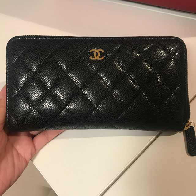 財布CHANEL❤︎キャビアスキンラウンドファスナー長財布❤︎美品