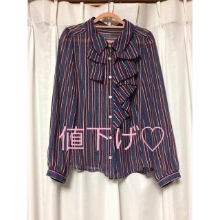 ページボーイ(PAGEBOY)のページボーイ☆ストライプ✖︎ドット☆シフォンブラウス☆美品(シャツ/ブラウス(長袖/七分))