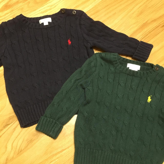 Ralph Lauren(ラルフローレン)の【emmaria様専用】ラルフローレン ケーブルニット グリーン 12M キッズ/ベビー/マタニティのベビー服(~85cm)(ニット/セーター)の商品写真