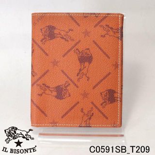 イルビゾンテ(IL BISONTE)の新品★IL BISONTE イルビゾンテ 茶PVCモノグラム二折り札入C0591(折り財布)