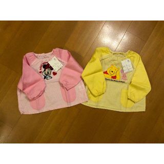 ディズニー(Disney)の＊新品・未使用＊Disney長袖エプロン２枚セット 100cm(ベビースタイ/よだれかけ)
