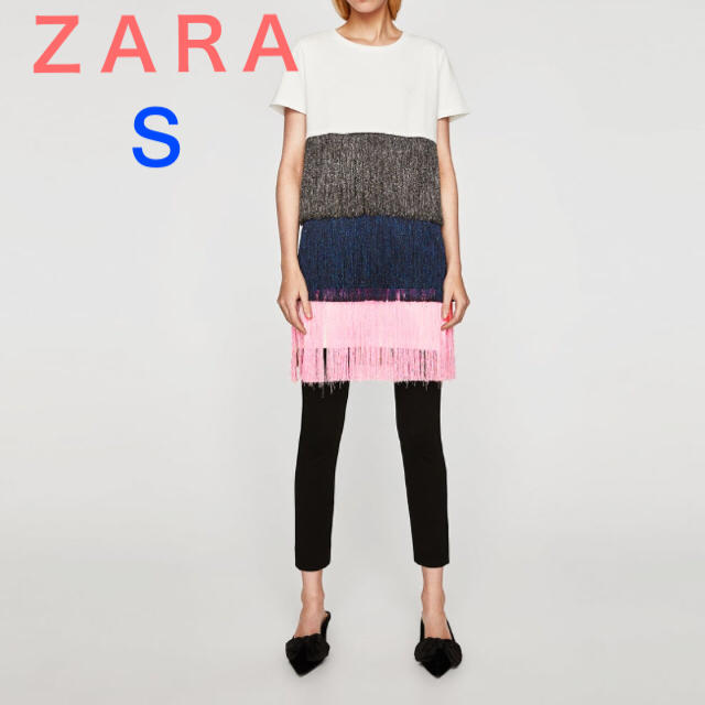 ZARA(ザラ)の3月11日本日限定値下げ！フリンジ付きワンピース レディースのワンピース(ミニワンピース)の商品写真