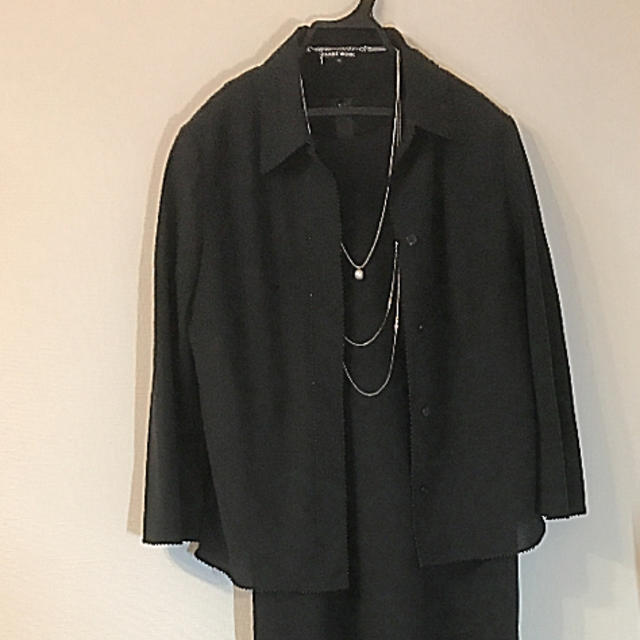 TRANS WORK(トランスワーク)の黒フォーマル七分袖ワンピースとジャケットブラウス レディースのフォーマル/ドレス(礼服/喪服)の商品写真
