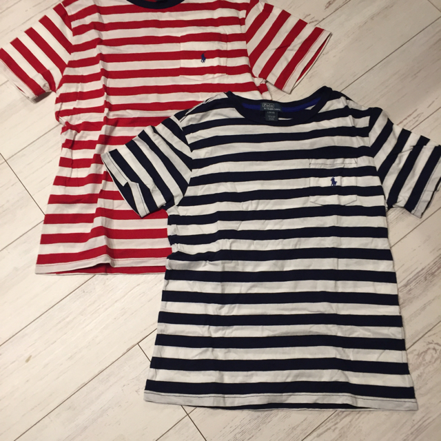 POLO RALPH LAUREN(ポロラルフローレン)のポロ ラルフローレン ボーダーTシャツ 2枚セット 白×赤 白×紺 メンズのトップス(Tシャツ/カットソー(半袖/袖なし))の商品写真