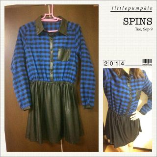 スピンズ(SPINNS)のSPINNS♡ドッキングレザーワンピ(ミニワンピース)