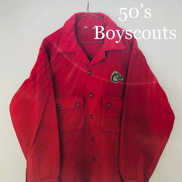 1950年代ボーイスカウトシャツ【L】vintageワッペン赤の通販 by