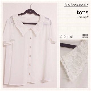 ディップドロップス(Dip Drops)のかわいいホワイトブラウス♡(シャツ/ブラウス(半袖/袖なし))