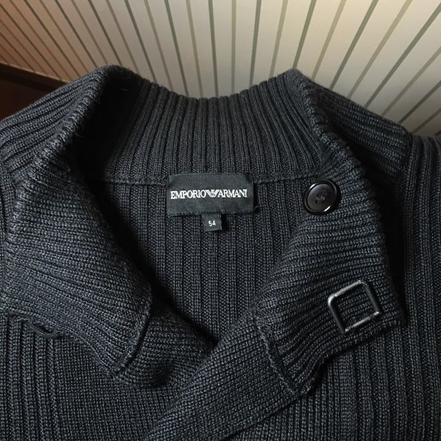 Emporio Armani(エンポリオアルマーニ)のルカク様専用 EMPORIO ARMANIセーター サイズ54ブラック メンズのトップス(ニット/セーター)の商品写真