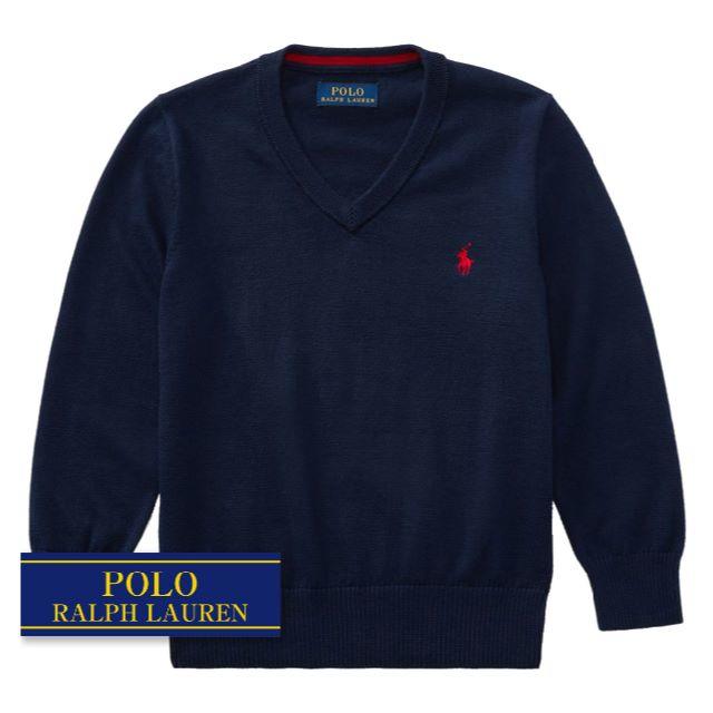 Ralph Lauren(ラルフローレン)の☆新品☆110 ラルフローレン Vネックセーター ネイビー 1188    キッズ/ベビー/マタニティのキッズ服男の子用(90cm~)(ニット)の商品写真