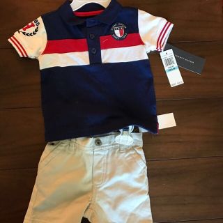 トミーヒルフィガー(TOMMY HILFIGER)の送料無料！トミーヒルフィガー子供服6-9m 80サイズ 上下ポロシャツ(その他)