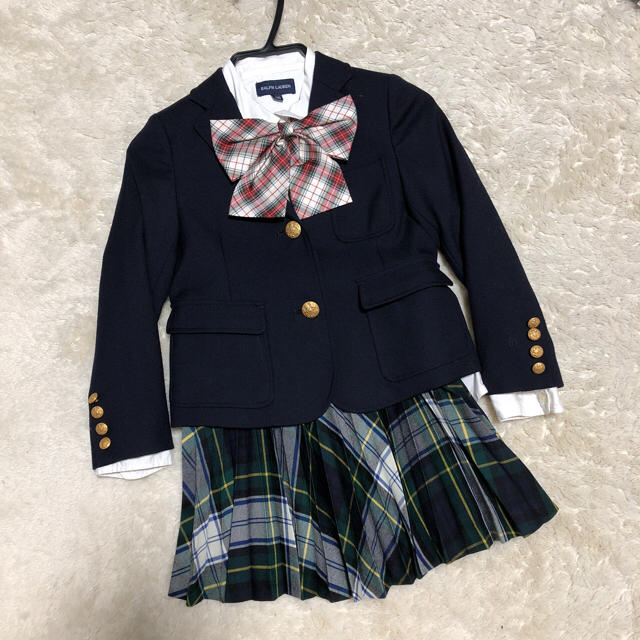 Ralph Lauren(ラルフローレン)のラルフローレン スカート.ブラウス.ブレザージャケット.リボン4点セット キッズ/ベビー/マタニティのキッズ服女の子用(90cm~)(ドレス/フォーマル)の商品写真