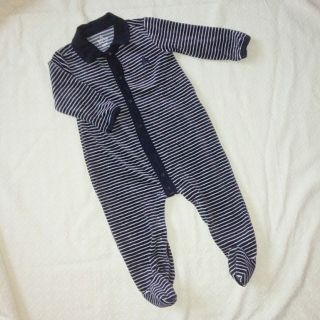 ベビーギャップ(babyGAP)のBaby Gap＊ベロアボーダーカバーオール　size3-6(カバーオール)