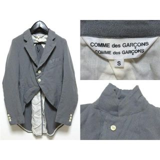 コムデギャルソン(COMME des GARCONS)の希少 名作 コムコム コムデギャルソン ポリ縮 燕尾ジャケット S グレー(テーラードジャケット)