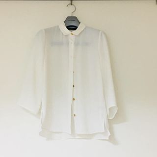 ザラ(ZARA)のZARA BASIC とろみブラウス 白(シャツ/ブラウス(長袖/七分))