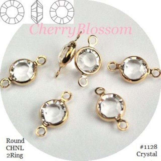 SWAROVSKI(スワロフスキー)のss29*2粒クリスタル*シャネルストーン*2Ring*G*スワロ*#1128 その他のその他(その他)の商品写真