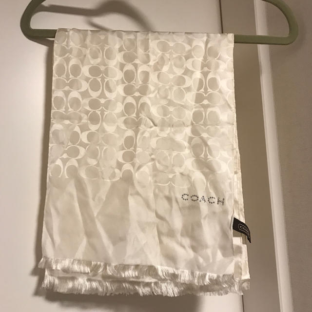 COACH コーチ ショール シルク100%  シグネチャー柄 アイボリー