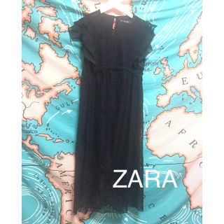 ザラ(ZARA)のZARA★ブラックワンピ★ひざ下★レース(ロングワンピース/マキシワンピース)