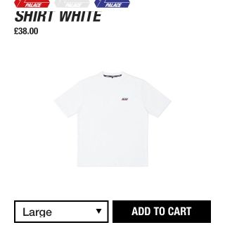 シュプリーム(Supreme)のpalace 2018ss 白tシャツ Ｌサイズ(Tシャツ/カットソー(半袖/袖なし))