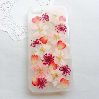 ピンクの押し花iPhoneケース(モバイルケース/カバー)