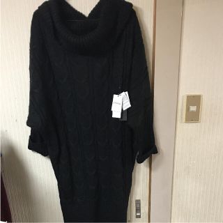 ワンピース ニット ブラック 新品 大きいサイズ タグ付き (ひざ丈ワンピース)