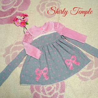 シャーリーテンプル(Shirley Temple)の♡664♡シャーリーテンプル♡ドット＆リボンファー♡ワンピース♪☆♡110cm♡(ワンピース)