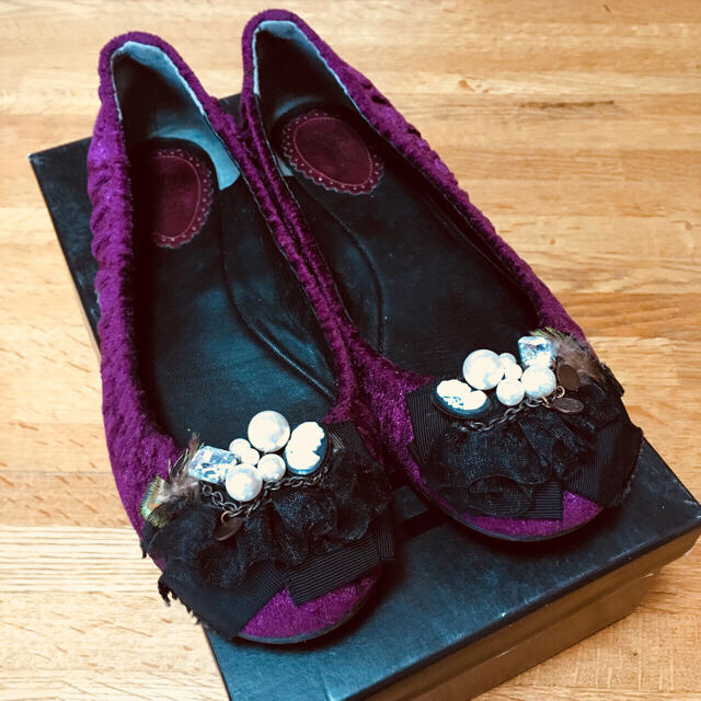 ANNA SUI(アナスイ)のアナスイ ANNA SUI バレエシューズ ビジュー ベロア レディースの靴/シューズ(バレエシューズ)の商品写真