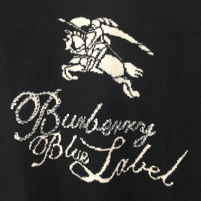 BURBERRY BLUE LABEL(バーバリーブルーレーベル)のBurberry blue label 半袖ニット ロゴトップス ラインストーン レディースのトップス(ニット/セーター)の商品写真